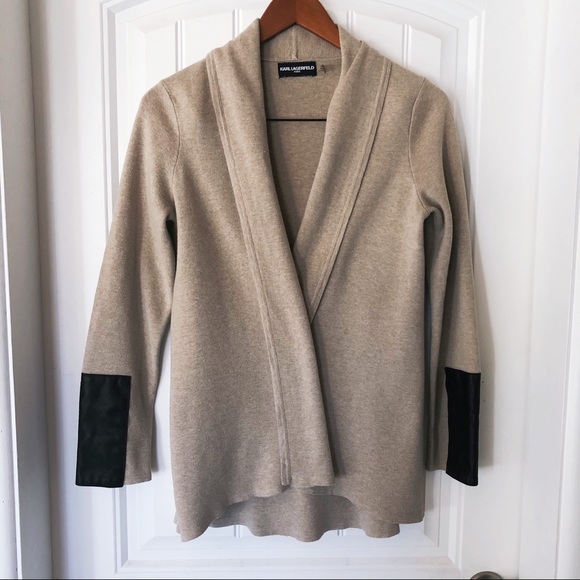 Karl Lagerfeld Sweaters - KARL LAGERFELD open cardigan leather accent